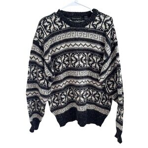 VTG Peter England Fair Isle Confetti Knit Sweater Wool Blend Winter Ski Sz L